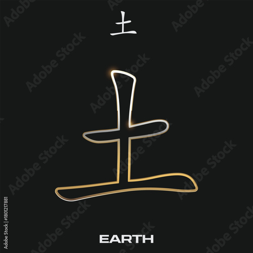 Chinese element gold sign symbol earth template