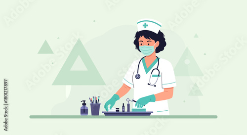 Medical Professional Preparing Instruments for Examination Performing Tasks in Healthcare