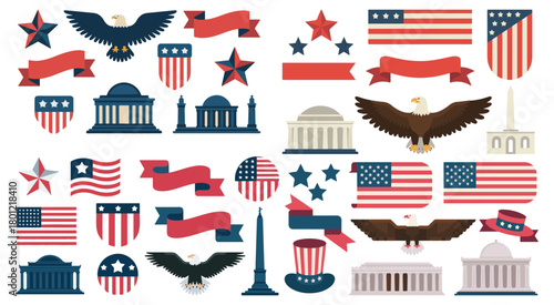 Celebrate freedom with patriotic American themed design elements for your projects this Independence Day season