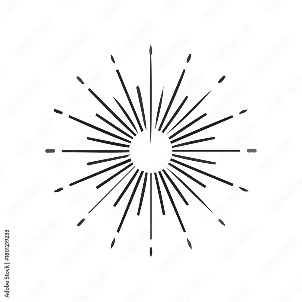 Obraz premium Explosion of radiating lines forming a starburst pattern on a white background, evoking a sense of energy and light