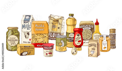 Grocery store assortment banner vector