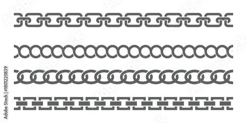 chain - set of chains shape silhouette pattern, Chain vector clipart, Metal chain silhouette. Link icon. Chain shape silhouette pattern, seamless repeatable texture background eps 10 