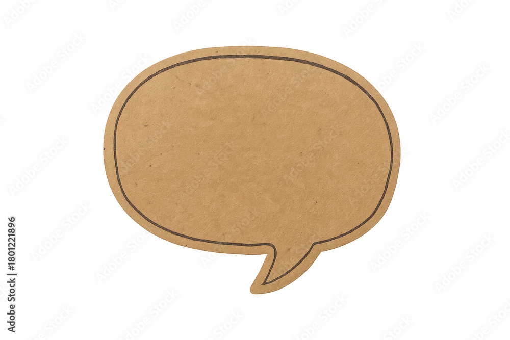 Obraz premium Kraft paper speech bubble cutout with black outline, providing space for text, expressing ideas, or digital message content