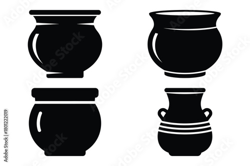 decorative pot vector silhouette black icon
