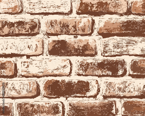 Rustikale braune Backsteinmauer Textur als nahtloser Vektor Hintergrund für Wandverkleidung oder Fassade.