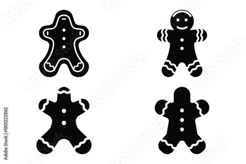 gingerbread cookie vector silhouette black icon