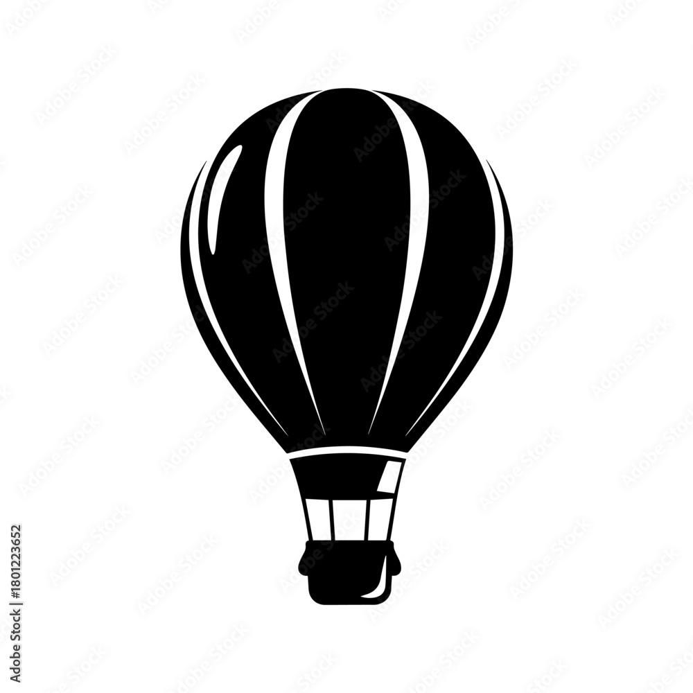 Fototapeta premium Embark on a whimsical journey with a soaring hot air balloon a symbol of freedom and adventure with a clean bold black