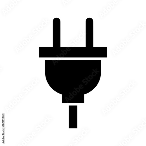 An electric plug in stark silhouette representing the lifeblood of modern connectivity simple black and white vector