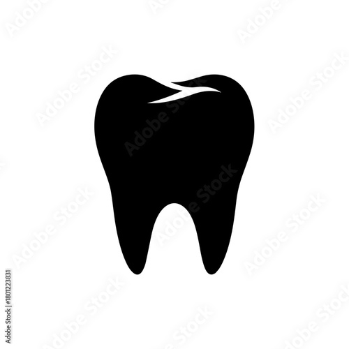 A symbol of oral health a stark black tooth against a crisp white canvas evokes feelings of cleanliness and dental care