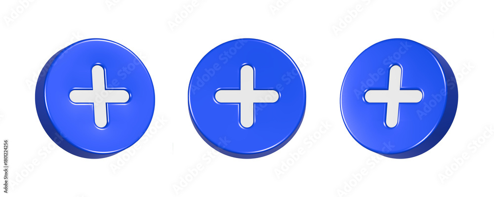 Obraz premium 3d rendering add button in blue color