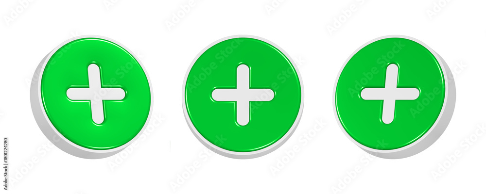 Obraz premium 3d rendering add button in green color