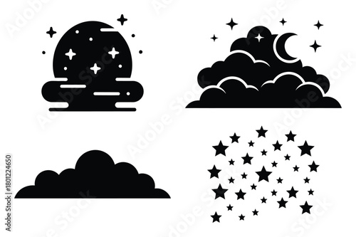 night sky vector silhouette black icon