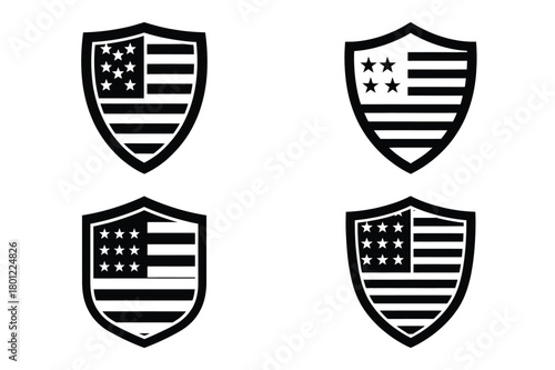 patriotic shield vector silhouette black icon
