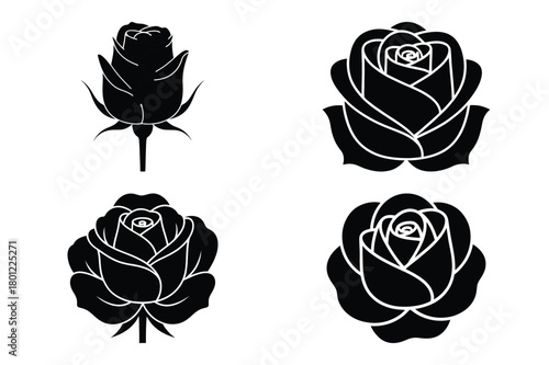 rose blossom vector silhouette black icon
