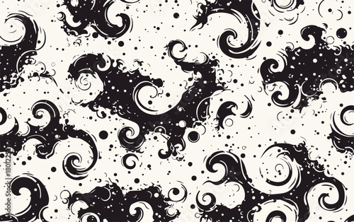 Abstrakter Vektor-Hintergrund mit wirbelnden Formen und Spritzern, ideal für kreative Designs und moderne Projekte.