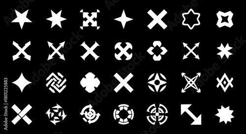 Collection of Abstract Star and Cross Symbols Versatile Design Elements for Creative Projects