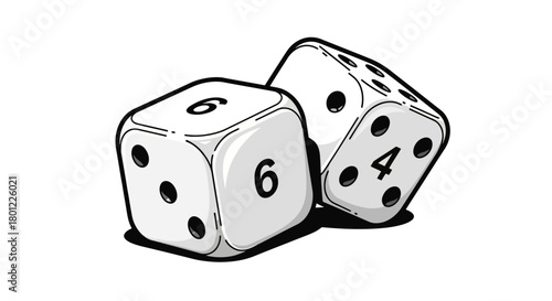 Dice Game Two Dice Showing Numbers Six and Four for Games of Chance