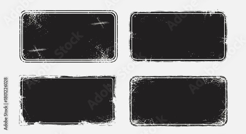 Distressed Edge Rectangular Grunge Frames with Weathered Texture