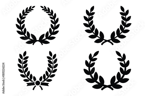 victory laurel vector silhouette black icon