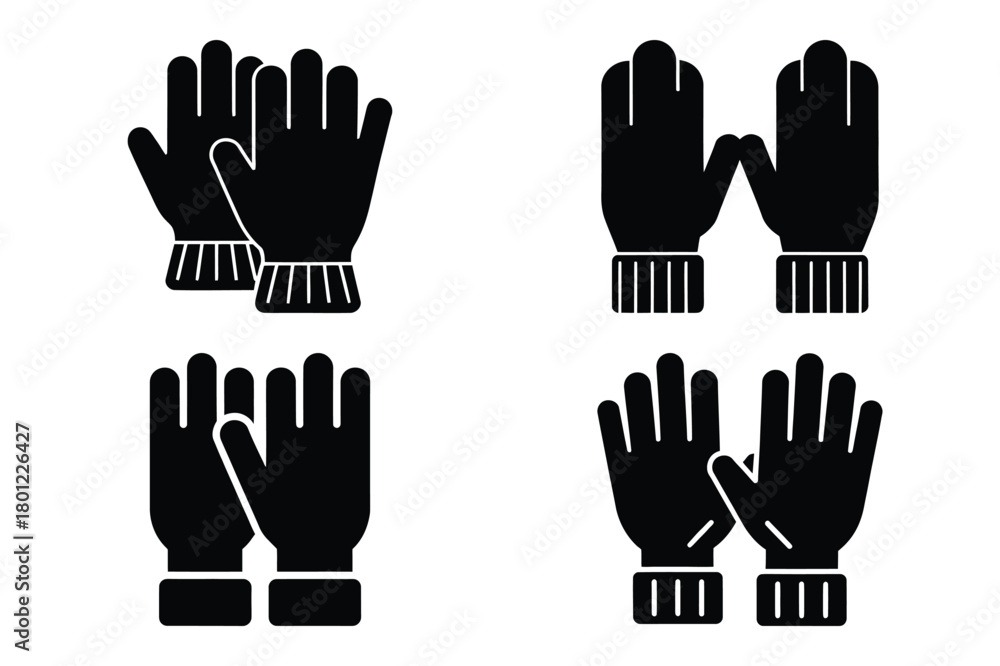 Fototapeta premium wool gloves vector silhouette black icon