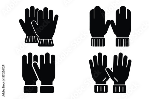 wool gloves vector silhouette black icon