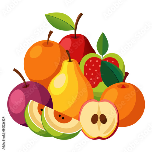 A colorful assortment of fresh fruits including apples pears and oranges