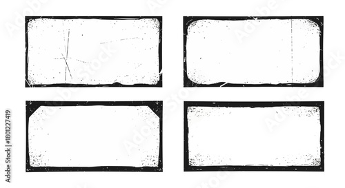 Grungy Rectangular Frame Set Vintage Elements for Creative Design Projects, Textured Edges