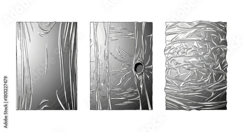 Artistic Abstract Textured Metallic Surfaces in Three Panels - Conceptual Design