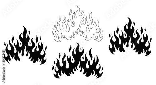 Fire Flames Set Vector Illustrations for Design and Creative Projects - Isolated on White