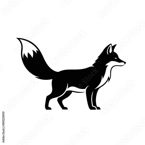 Black and white fox vector illustration for logo design and wildlife animal graphics and artwork projects