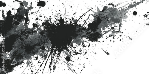 Abstract Black and White Ink Splats Creating a Grunge Effect. Transparent PNG available detailed ink splats Hyper realistic Highly Detailed Isolated On Transparent Background	