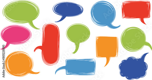 Assorted Colorful Hand- Drawn Speech Bubbles