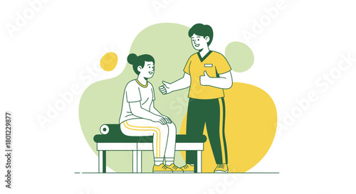 Patient Consultation: Modern Illustration Depicting Health Professional with Patient's Well-being