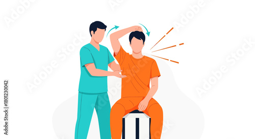 Patient Undergoing Physical Therapy And Treatment, Receiving Neck and Shoulder Rehabilitation