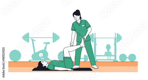 Therapeutic Exercise Helping Person Recover, Physiotherapy, Rehabilitation and Support