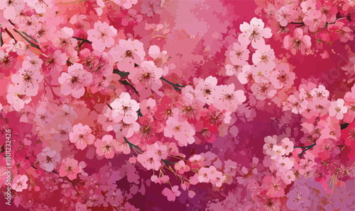 Zarter Vektorhintergrund mit blühenden Kirschblüten, ideal für Frühlingsdesigns, Hochzeitsanzeigen und saisonale Grußkarten.