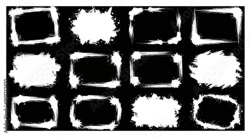 Collection of Isolated Decorative Frames Featuring Grunge Border Effects for Artistic Design Projects