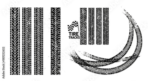 Tire Track Vectors Grunge Impressions for Automotive Designs