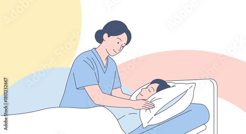 Caring Nurse Comforts Patient During A Peaceful Rest Inside Modern Medical Environment