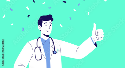 Cheerful Medical Professional Celebrates Success: A Doctor in a Festive, Happy Moment