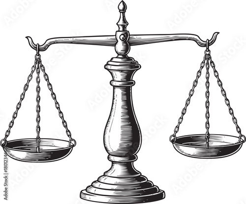 Scales of Justice Illustration Law Court and Legal Balance Symbol