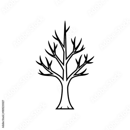 Black and white tree silhouette vector illustration for nature and autumn themed designs and graphics