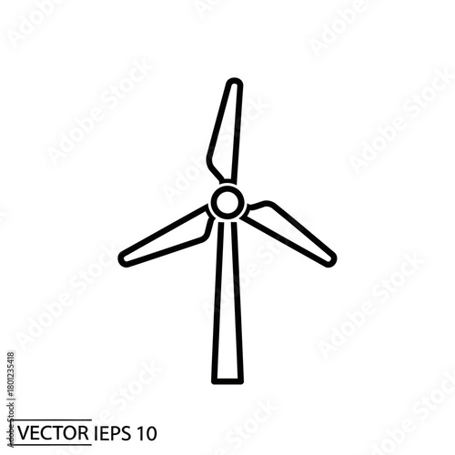 Wind turbine icon vector illustration for renewable energy and sustainable power generation design 100