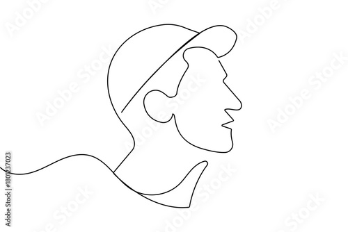 Minimalist man face profile created with continuous one line drawing and clean outline vector illustration

