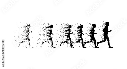 Motion Blur Silhouette of Runner in Sequential Action