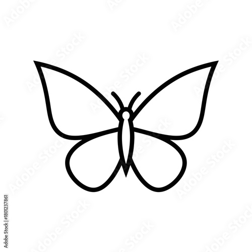 Butterfly outline drawing simple vector illustration insect design graphic element isolated on white background
