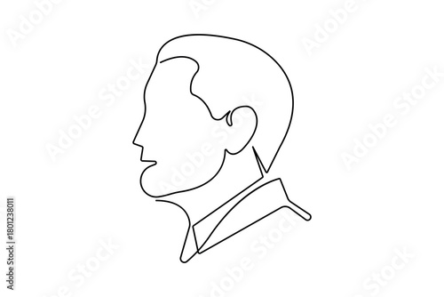 Man face profile in continuous one line drawing with minimalist style and simple outline vector illustration
