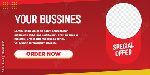 Red banner design template simple for your busiiness template