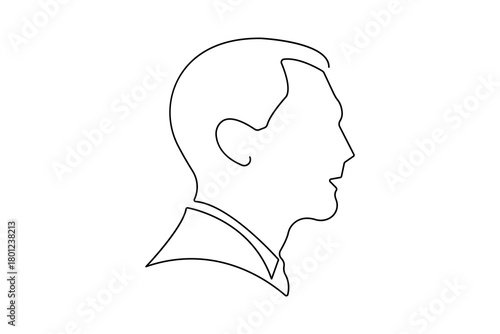 Man face profile in continuous one line drawing with minimalist style and simple outline vector illustration
