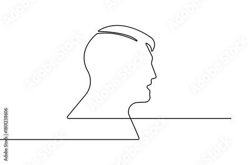 Man face profile in continuous one line drawing with minimalist style and simple outline vector illustration
